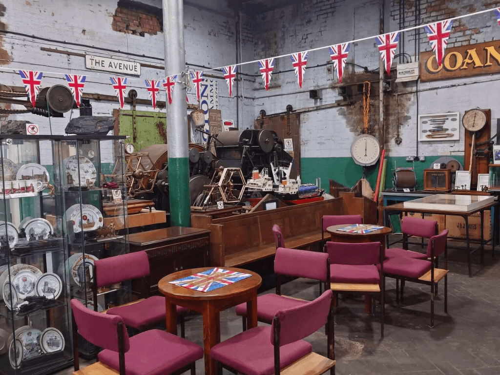 Heritage Centre exhibits featuring industrial artefacts, model displays and historic memorabilia at Leigh Spinners Mill.